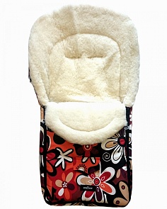 Спальный мешок в коляску №07 - North pole, бежевые/бордовые цветки (Womar, 00-0013361 _18 цветки)